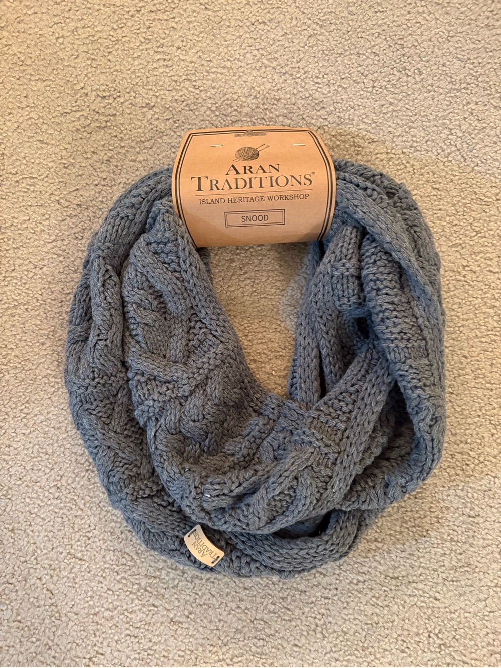 Gray Cable Knit Scarf